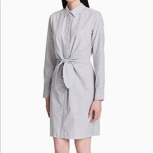 Calvin Klein STRIPED TIE-FRONT SHIRT DRESS